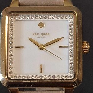 Kate Spade KSW1130 Goldtone/White Rhinestone Leather Women's Watch